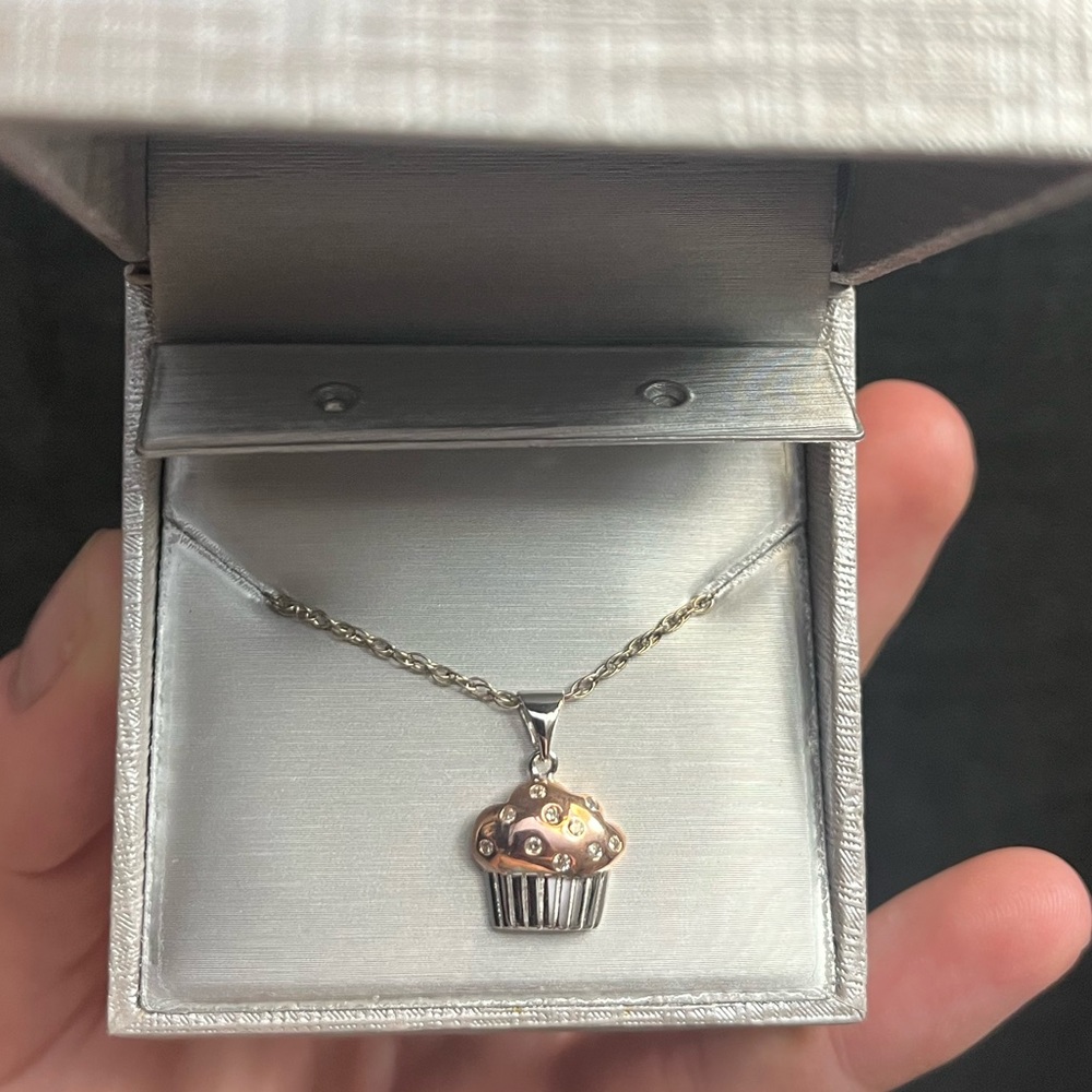 Zales Silver and Gold Cupcake Necklace